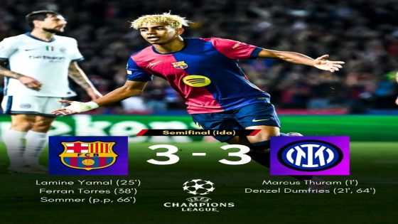 دوري أبطال أوروبا: “تعادل درامي بين برشلونة وإنتر ميلان 3-3 في نصف نهائي دوري أبطال أوروبا 2025”